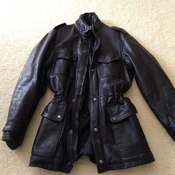vintage 90s insulated cowhide peplum leather biker jacket - Picture 1 of 15